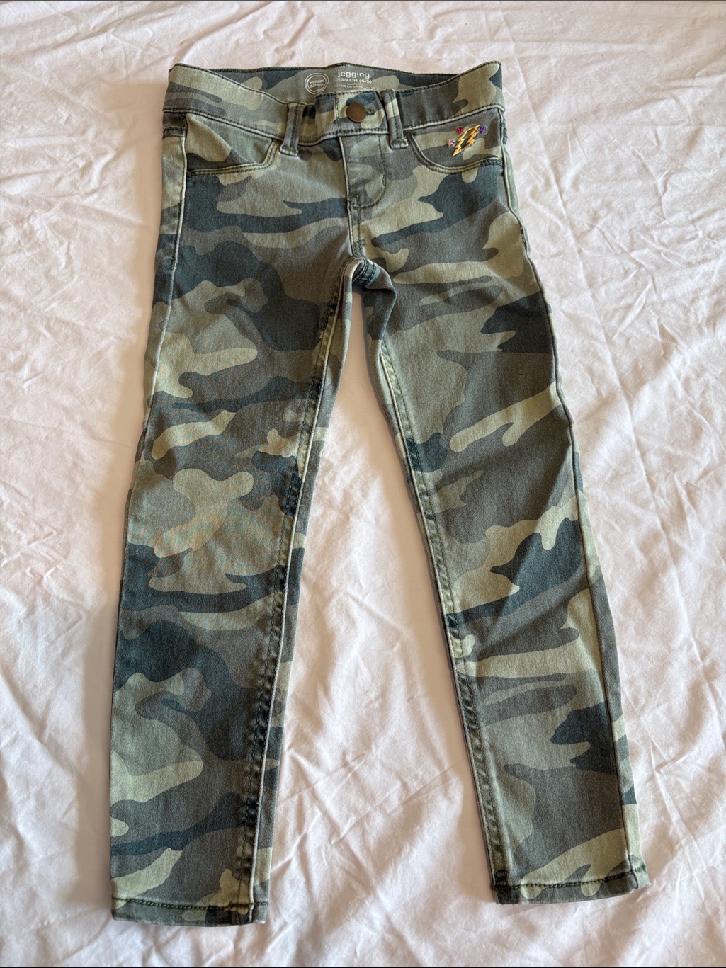 Wonder Nation Girls Camo Skinny Jeans - Green & Black